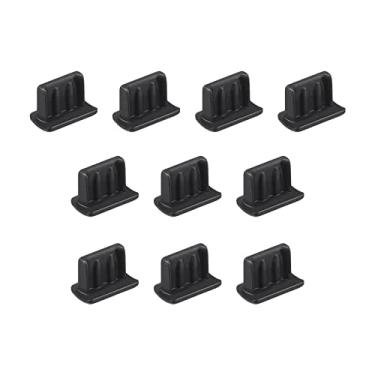 Imagem de Rebower Capa de silicone mini USB antipoeira com porta de plugue antipoeira [para MP3, câmera digital, disco rígido móvel] - Preto/10 peças