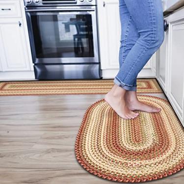 Imagem de Homespice Tapete trançado oval vermelho terracota Barcelona 69 x 119 cm - interior e exterior - decoração rústica rústica para banheiro, cozinha, qualquer lugar