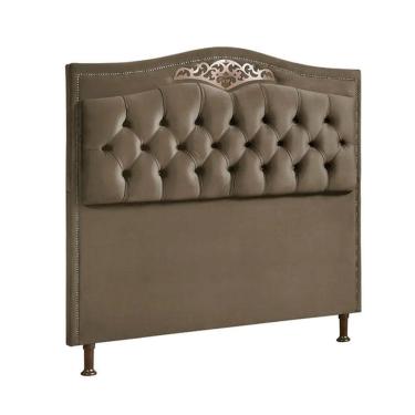 Imagem de Cabeceira Estofada Holanda 1,60 Queen Veludo Speciale Home Marrom Castor