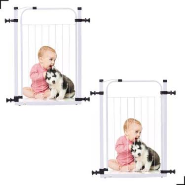 Imagem de Kit 2 Portão Para Cachorro Pet Grade 69 a 78cm Com Extensor 5cm Cozinh