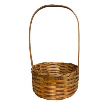 Imagem de Cesta Redonda De Bambu 26 x14cm Decorativo Páscoa festa-4un - Blook