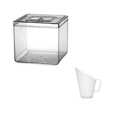 Imagem de Pote Quadrado Acrílico Com Tampa (5 Litros) + Concha 100 Ml - Bolivar 