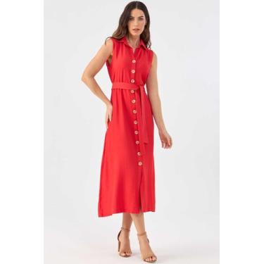 Imagem de Vestido Chemise Midi PKS Viscose Vermelho, G