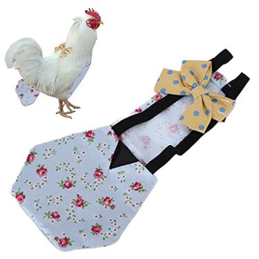 Imagem de Pssopp Pet Chicken Duck Diapers Washable Reusable and Adjustable Nappy Poultry Cloth for Goose Duck Hen Chicken[L Blue Flower] Health Supplies