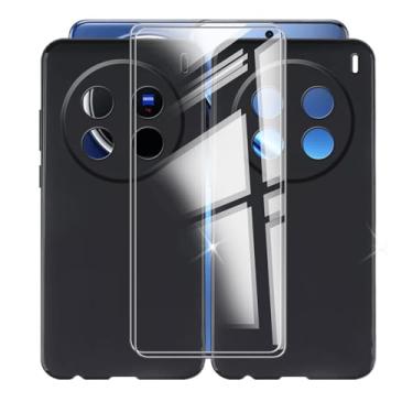 Imagem de Capa para Vivo X200 Pro V2405A, V2405DA (6,8 polegadas), com 2 películas de vidro temperado, capa fina e antiarranhões, com 2 peças de silicone líquido à prova de choque para Vivo X200 Pro - preto +