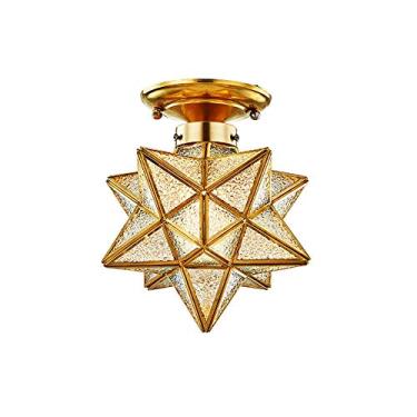Imagem de Moderno Morávia Estrela 1 luz candeeiro de teto Fxture ouro montagem em Ras criativo estrela Plafon LED teto para sala de estar quarto sala de jantar corredor entrada casa - capas de cobre e diamantes
