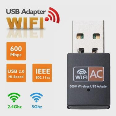 Imagem de Adaptador de Rede Wifi Dual Band 802.11ac 600mbps 2.4 / 5ghz Wireless Lan Pc Usb