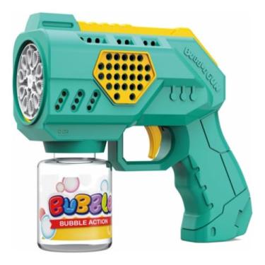 Imagem de Brinquedo Arminha De Sabão Lança Bolha De Sabão Pistola Luz com 4 Pilhas AA -Verde