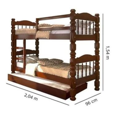 Imagem de Beliche palmo com cama auxiliar- castanho