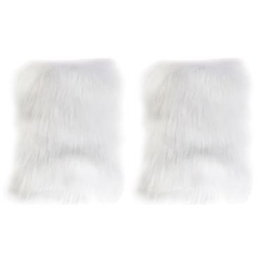 Imagem de Polainas felpudas falsas 1 par de polainas felpudas de 29 cm para mulheres, capas quentes de inverno, para Natal, Halloween, fantasia hippie branca