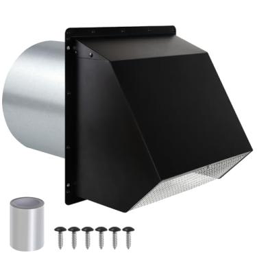 Imagem de Exaustor de ventilação de parede com capuz de 30,5 cm com tela e amortecedor, tampa de cobertura de saída de exaustão de parede externa para exaustor de cozinha ventilação externa do secador, aço
