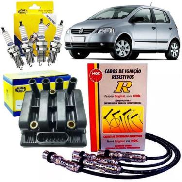 Imagem de Kit Bobina + Cabos + Velas Ignição Fox 1.0 8v Flex após 2008 - MAGNETI