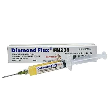 Imagem de Diamond Flux FN231 Fluxo Para Pasta de Gel de Solda NoClean RMA ROL0 em seringa de 10g para soldagem e reparo de eletrônicos.