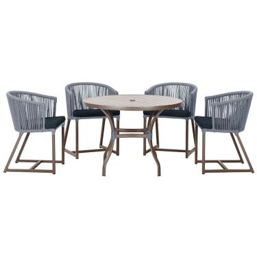 Imagem de Mesa com 4 Cadeiras de Jantar Roma 100cm e Noronha em Aluminío