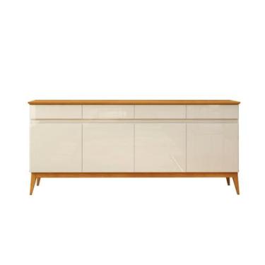 Imagem de Buffet Balcão MG 1.90m 4 Portas Estilo Retrô Cor Off White / Cedro - E