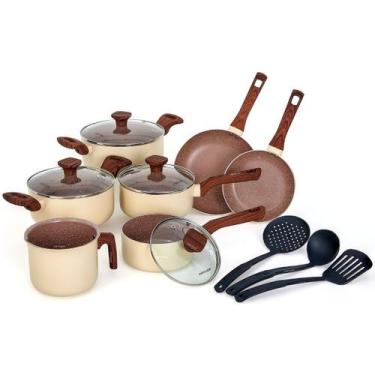 Imagem de Jogo De Panelas Antiaderente Cerâmico 10 Peças Com Utensílios - Mimo S