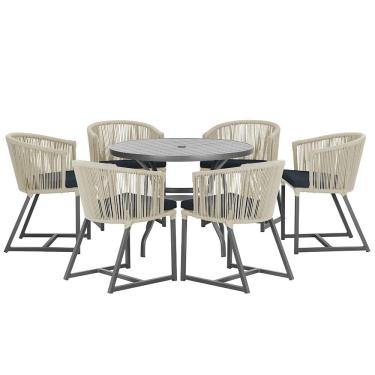 Imagem de Mesa com 6 Cadeiras de Jantar Roma 120cm e Noronha em Alumínio