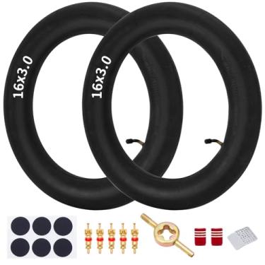 Imagem de Trkimal Tubo interno de 16 x 3,0 compatível com scooters elétricas, ciclomotores, bicicletas infantis, monociclos, bicicletas dobráveis TR87, haste de válvula dobrada 16 x 3,25/3,50, pacote com 2