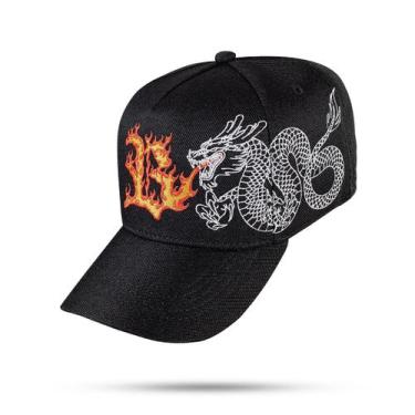 Imagem de Boné Blck Brasil Snapback Dragon Fire, Preto, Branco, UN