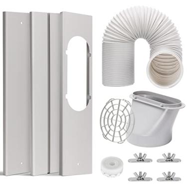 Imagem de HOXHA Kit de ventilação de janela de ar condicionado universal ajustável kit de janela deslizante com 15 cm de diâmetro 15 cm de comprimento mangueira de escape para unidade AC, painel de vedação CA para janela horizontal e vertical