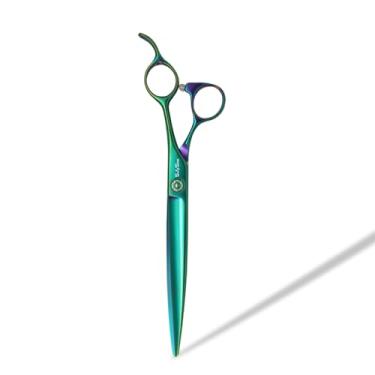 Imagem de SnipStar 7,5 polegadas profissional de animais de estimação reta corte tesouras VG10 aço alta gama cão cuidado tesouras de luz, verde