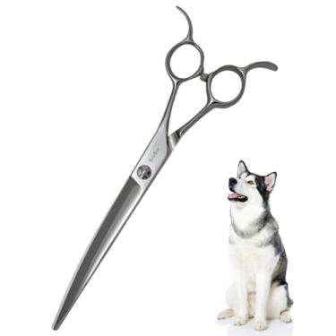 Imagem de SnipStar 8 polegadas tesoura de cuidado de cães, 25 graus de lâmina curva, ATS-314 aço, tesoura profissional de animais de estimação para cães gatos, com alça ergonômica