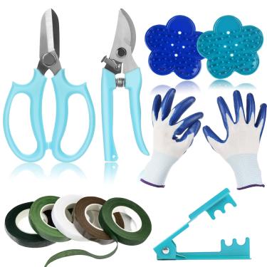 Imagem de Retainbre Kit Com 11 Peças De Tesouras Poda Para Remoção Espinhos E Rosas, Removedor Folhas, Luvas Florais Fita Jardinagem Ao Ar Livre