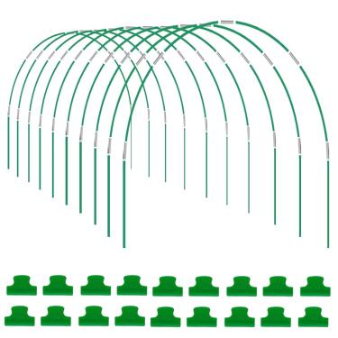 Imagem de SAKOTE Túnel De Cultivo Com Aros Estufa, 10 Conjuntos Jardim 2,4 M Comprimento, Faça Você Mesmo Para Canteiros Elevados, Kit Fibra Vidro, Tecido Antiferrugem,