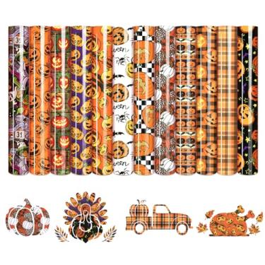 Imagem de HTVSTD Vinil Htv De Abóbora Halloween - 12 Folhas (30 Cm X 25 Cm) Com Estampa Transferência Térmica Para Camisetas