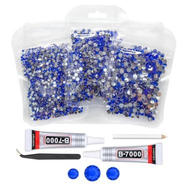 Imagem de qiipii Strass De Resina Cristal Azul Royal Com Cola B7000 Para Joias Artesanato Deslumbrante, Pedras Safira Fundo Plano 3 Mm, 4 Mm E 5 Diamantes Escuros, Cristais, Preciosas, Pingentes, Unhas, Copos