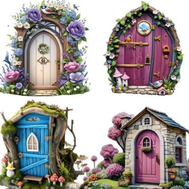 Imagem de Decalque de parede de porta de fada da árvore, adesivo de parede removível