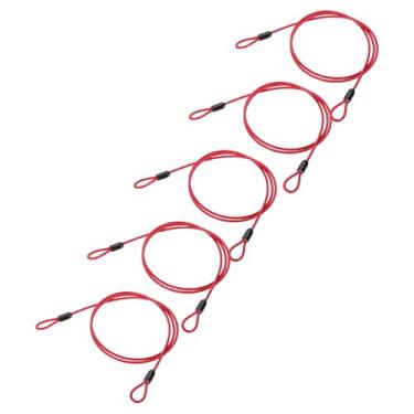 Imagem de PATIKIL Cabo de aço inoxidável revestido de vinil de 5/81.3 cm de diâmetro com laço, 5 peças de corda de fio flexível de 1,2 m (119,4 cm) Cadeado de corrente de segurança para iluminação de palco ao