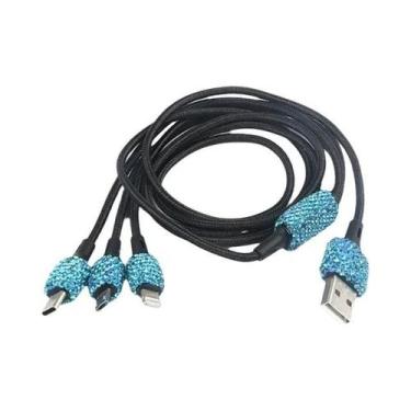 Imagem de Carregador De Carro USB Rosa Bling 5V 2.1A Adaptador Rápido De Porta D