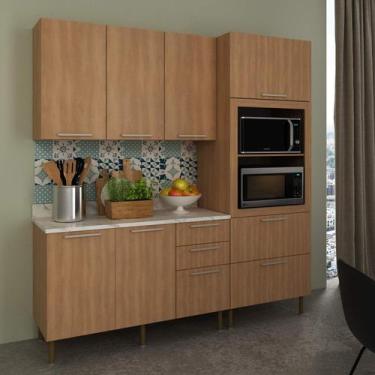 Imagem de Armário de Cozinha Modulada Completa 4 Peças Copacabana Móvel na Caixa