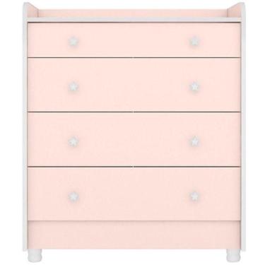 Imagem de Cômoda Com Trocador Infantil 4 Gavetas E Pés Doce Mel Rosa Acetinado -