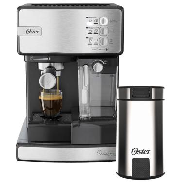 Imagem de Kit Cafeteira Nova Primalatte Inox E Moedor De Café Oster 110V