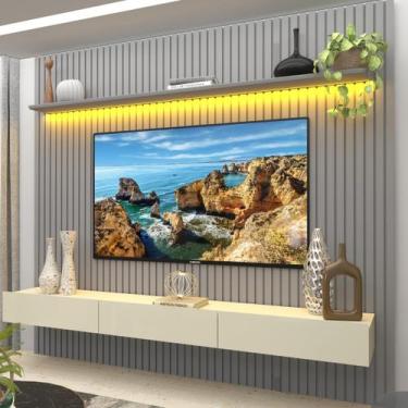 Imagem de Painel para TV até 90 Polegadas 229x250cm Ripado com LED 3 Gavetas 100