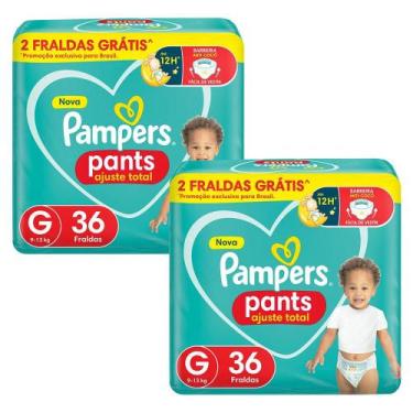 Imagem de Kit Fraldas Pampers Pants Ajuste Total Mega G 72 tiras