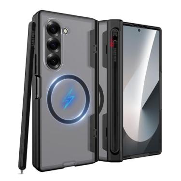Imagem de Miimall Capa magnética para Samsung Galaxy Z Fold 6 com protetor de tela, suporte para caneta S e proteção de dobradiça, compatível com Magsafe, capa completa fina fosca para Z6 Fold6 5G preta