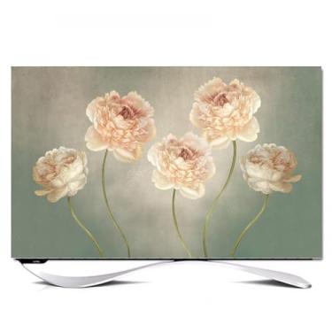 Imagem de Capa de TV interna para TV LCD LED pano de cobertura contra poeira 32-80 polegadas impressão de flores à prova de poeira pendurado/protetor de tela de mesa decorativo acessório de sala de estar - flor