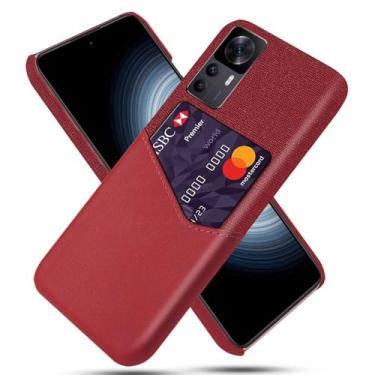 Imagem de Capa para Xiaomi Redmi 12T,Tela e tampa de couro PU,Antideslizante,360°cobertura completa à prova de choque com 1 slot de cartão atrás,Prevenção de queda-Red