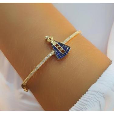 Imagem de Bracelete Fechado Nossa Senhora Aparecida Banhado a Ouro - Lazzuli Joi