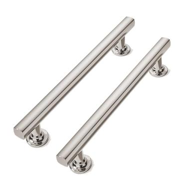 Imagem de CABDM 128 mm (5 pol.) Pacote com 2 alças de liga de zinco polido, puxador de armário de gaveta simples moderno, alça de guarda-roupa, penteadeira, puxador de ferragens para móveis