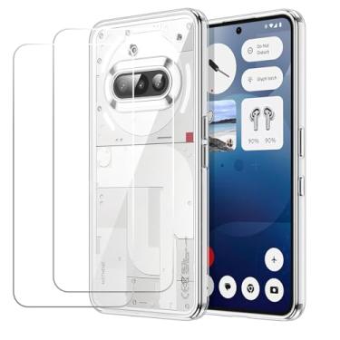 Imagem de Esakycn Capa transparente para celular 3a para Nothing Phone 3a, pacote com 2 protetores de tela TPU transparente com absorção de choque, capa de celular flexível para celular Nothing Phone 3a de 6,7