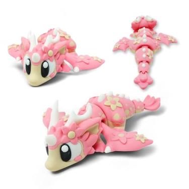 Imagem de Articulated Dragon – 3D Printed Mythical Creature Gift, Posable Jointed Companion, Collectible Detailed Shelf or Desk Decoration - for Adults (Cherry Blossom Dragon)