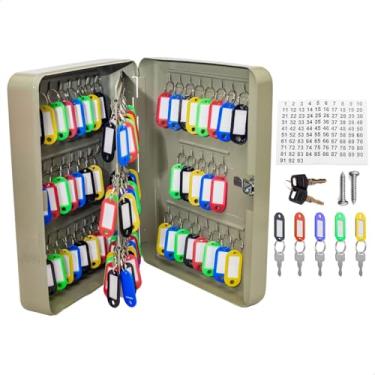 Imagem de Porta Chaves Armário Organizador Claviculário Cinza Cofre Com Ganchos 93 Chaveiros