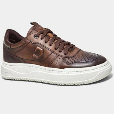 Imagem de Tênis Couro Democrata Denim Block Masculino - Marrom Escuro, 40