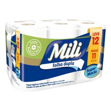 Imagem de Papel Higiênico Folha Dupla Neutro Rolo 30M 12 Un Mili