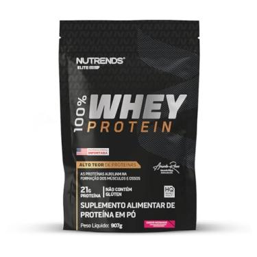 Imagem de Whey Protein 100% 907g Sabor Morango, Refil, Elite Series Nutrends