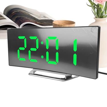 Imagem de Despertador Digital Para Quarto - Despertador Digital com LED | Relógio Silencioso De Alto Brilho Com Ecrã Curvo Para Estudantes Adolescentes Séniores Dormitório Autocaravana Cozinha